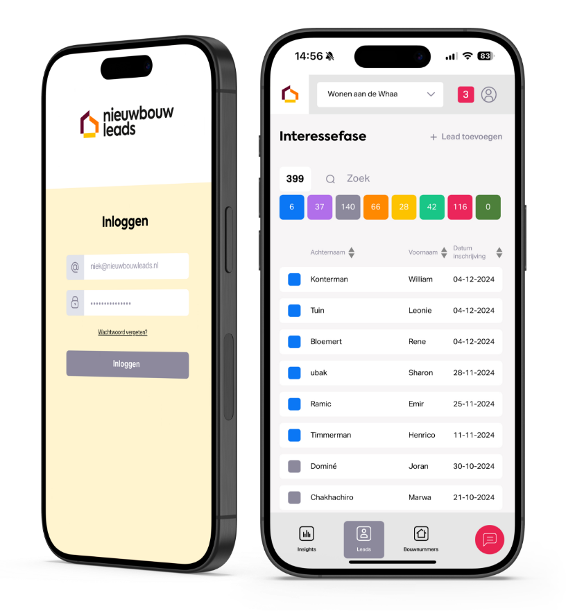 Officieel productbeeld van de NieuwbouwLeads-app